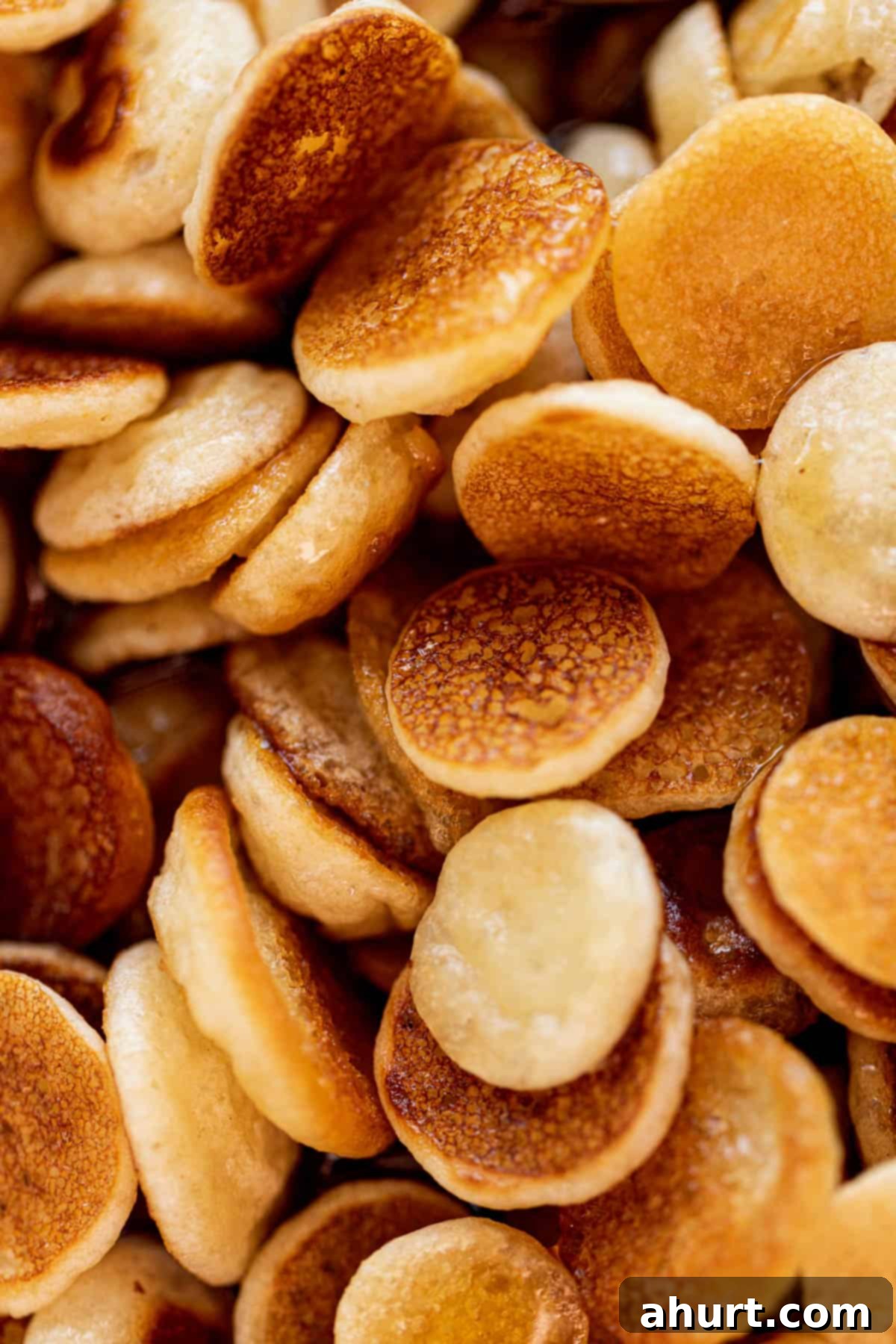 A close up image of super soft mini pancakes
