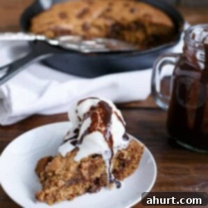 Guilt Free Peanut Butter Chocolate Chip Deep Dish Skillet Cookie 18 Peanut Butter Choc Chip Deep Dish Skillet Cookie piece on a plate