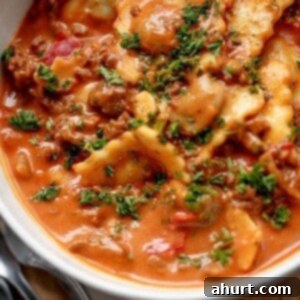 Savory One-Pot Creamy Tomato Beef Ravioli 10 One Pot Ravioli in a Creamy Tomato Beef Sauce thumbnail