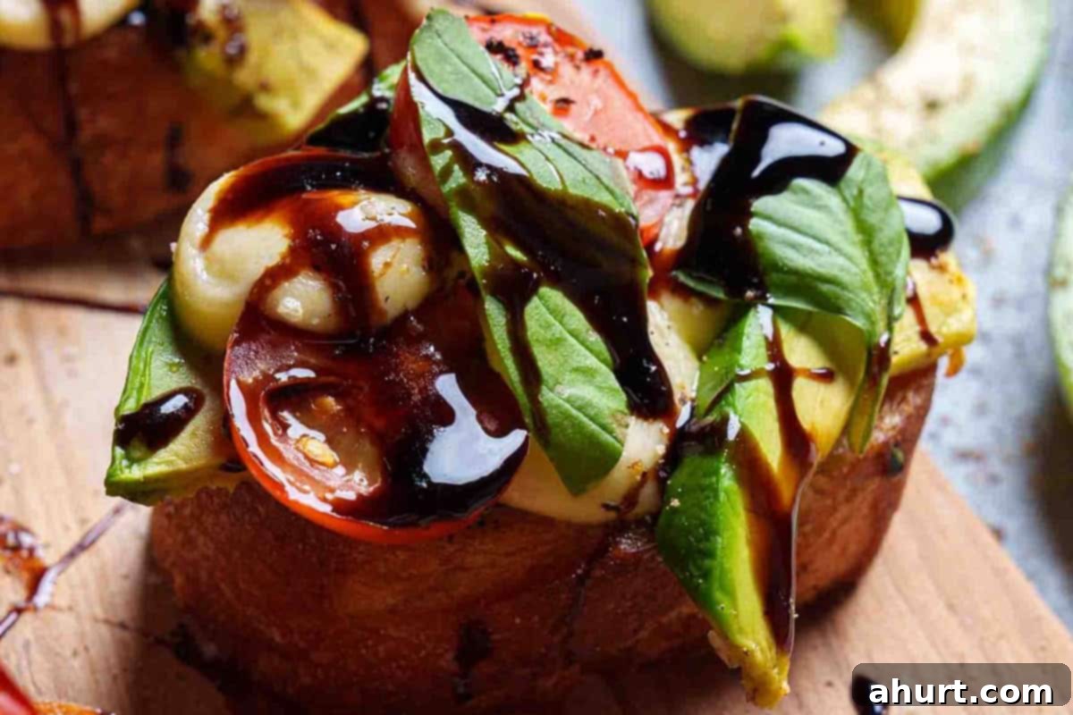 Zesty Caprese Crostini with Smoky Grilled Avocado 9 crostini removed from the oven and ready to be served.