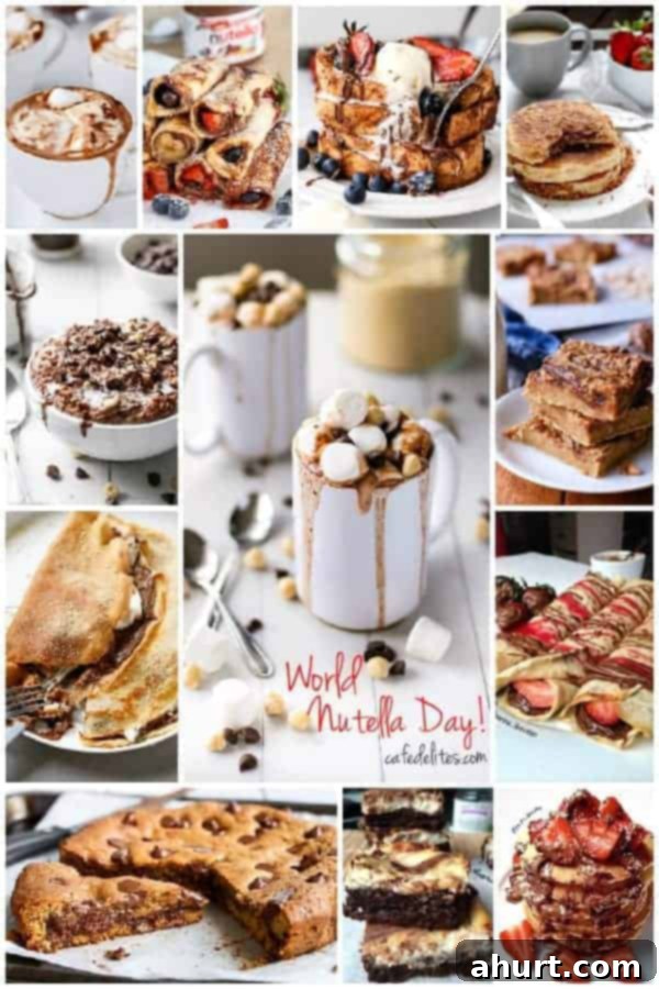 A collage of various Nutella recipes for World Nutella Day celebration