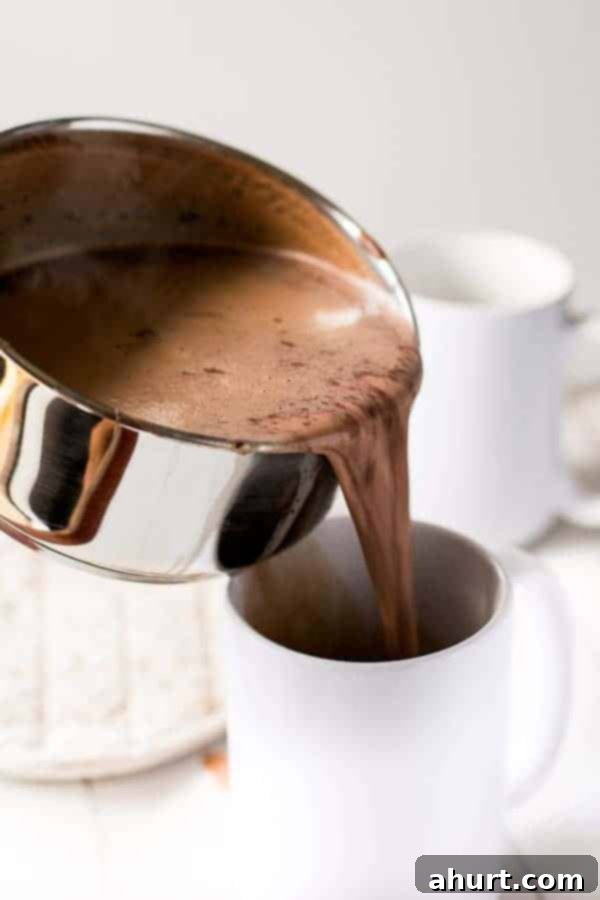 Nutella Hot Chocolate being poured into a cup