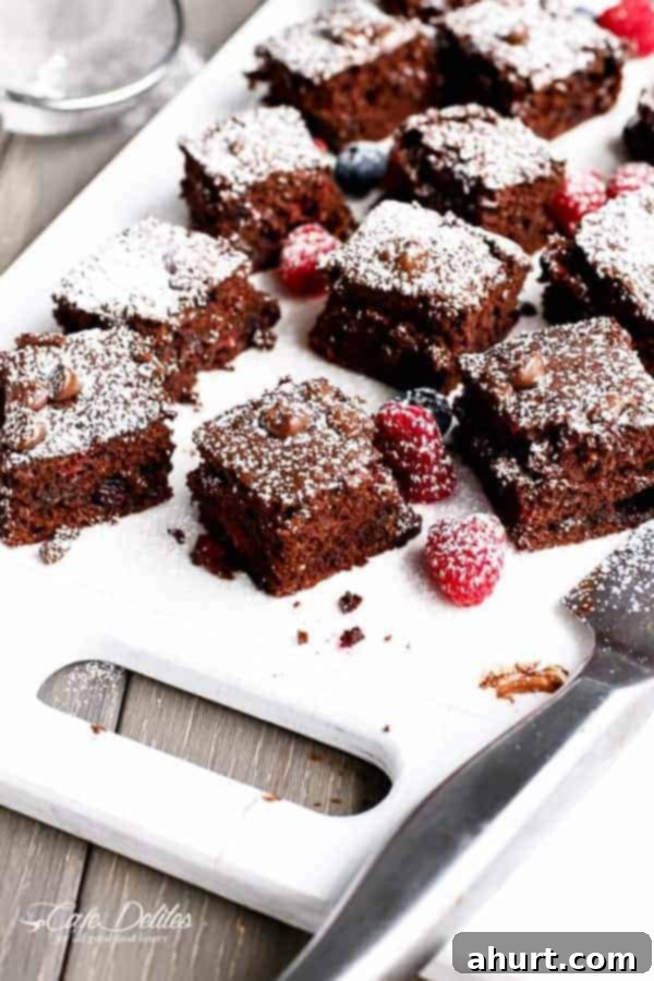 Berry Burst Nutella Swirl Brownies 10 Mixed Berry Nutella Brownies pieces on a tray