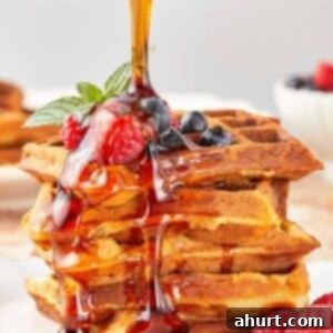 The Ultimate Paffles Waffle Pancake Perfection 11 A close-up of Wancakes topped with syrup being drizzled