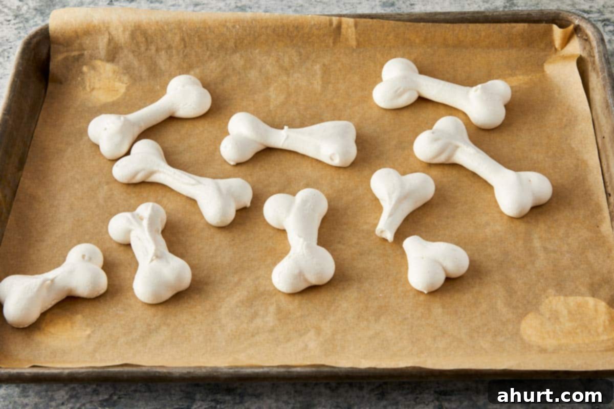 Freshly baked meringue bones.