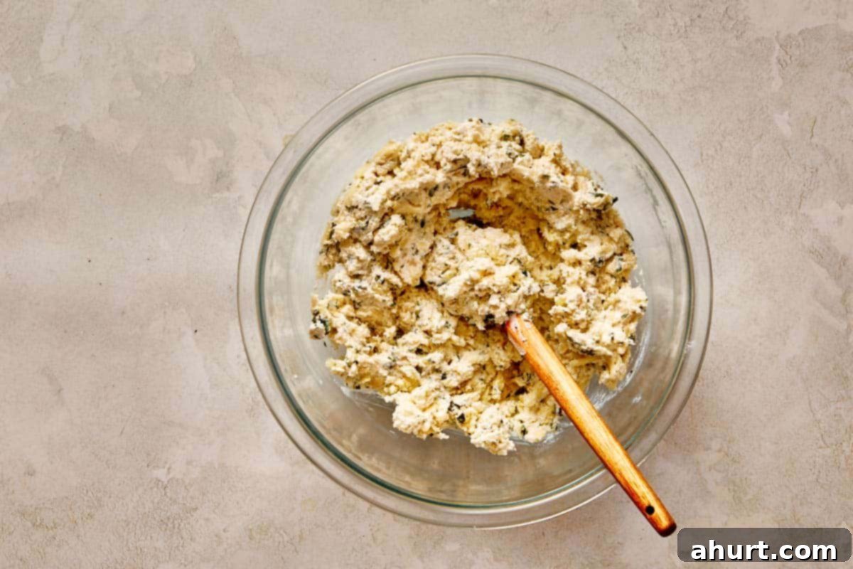 Smooth cheese mixture ready for layering.