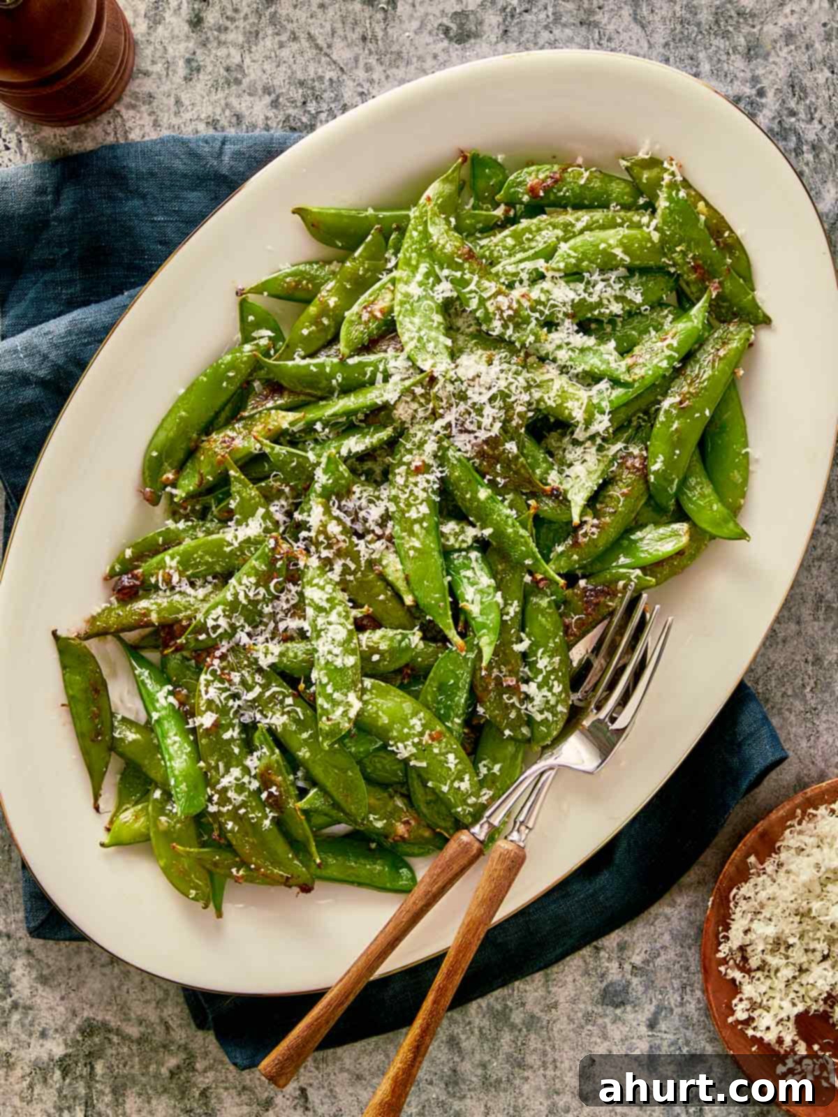 Keto Cacio e Pepe Delight 10 Overhead view of served Cacio e Pepe with Sugar Snap Peas