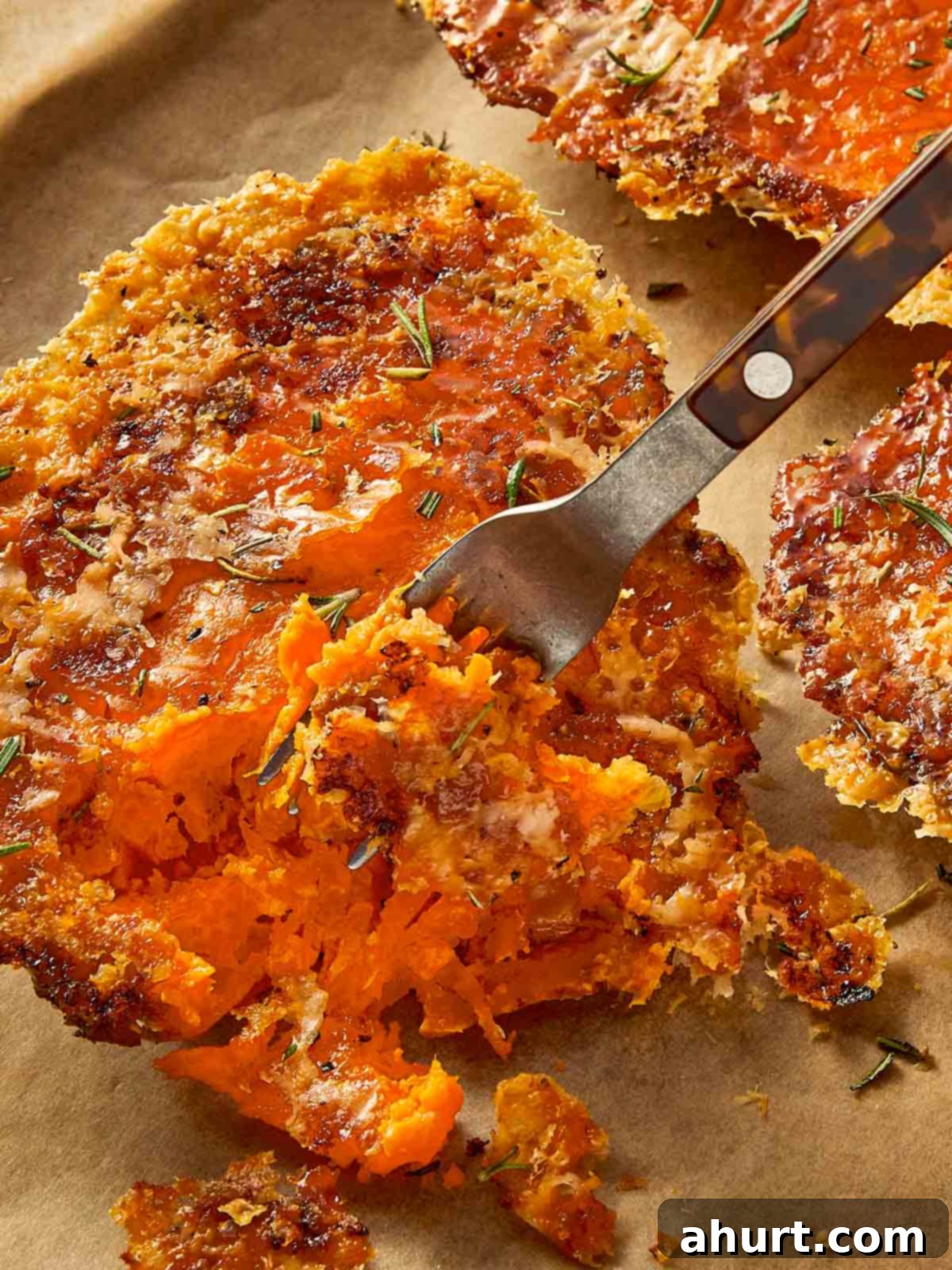 Close view of baked sweet potato