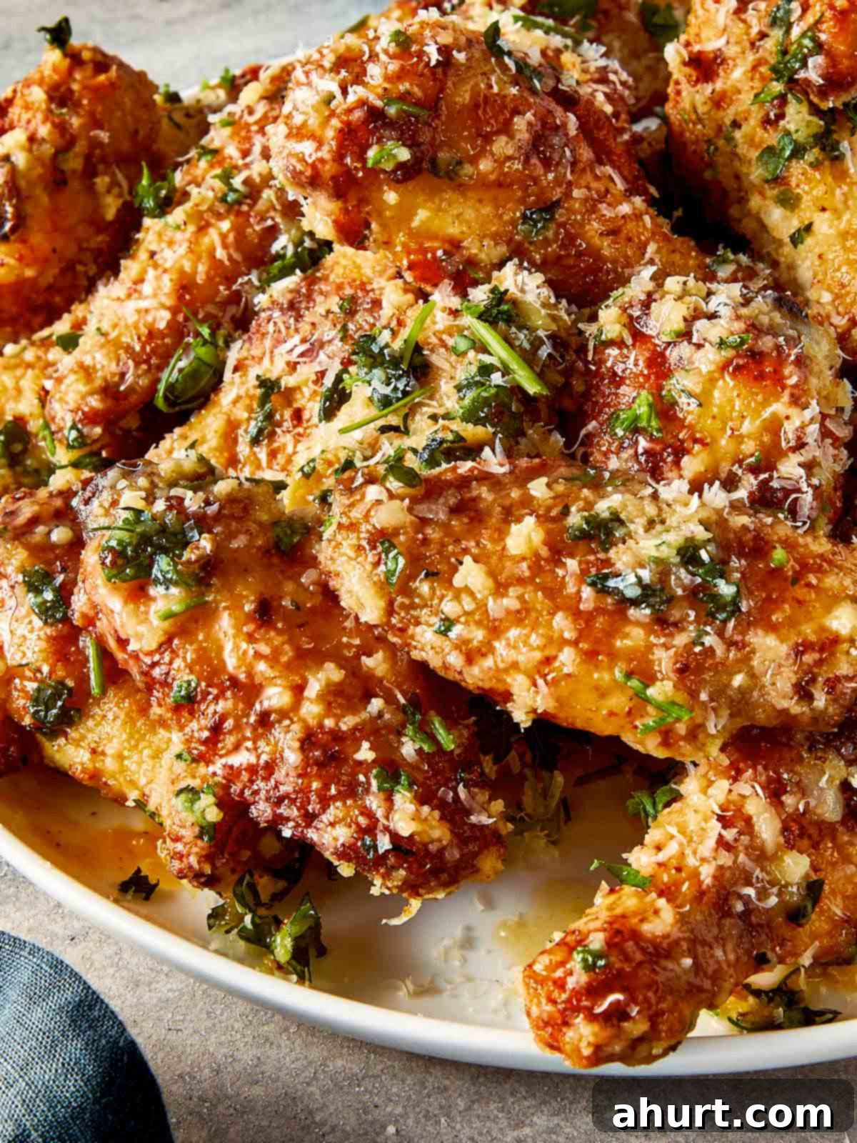Close view of Crispy Parmesan Chicken Wings